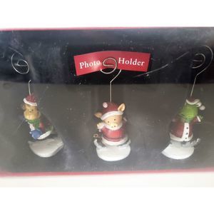 St. Nicholas Square Christmas Santa Animals Photo Holder Set of 3 - Monkey, Pig,